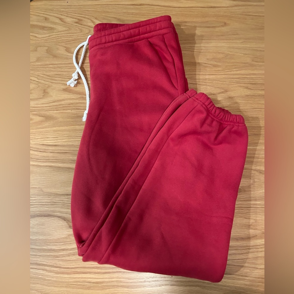 Parke Fleece Drawstring Unisex Sweatpants Color Crimson Red Size XXL New